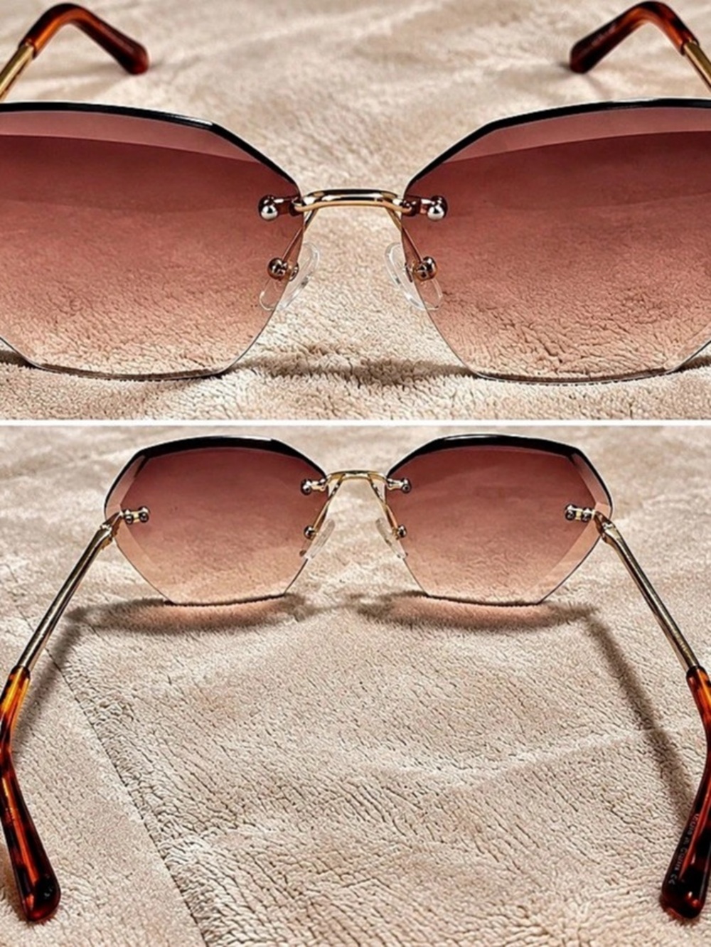 Oversized Brown & Gold Sunglasses